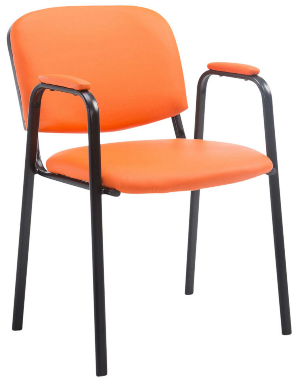 BESUCHERSTUHL 4er Set Lederlook orange - Orange, Textil/Metall (53/79/55cm) - CLP