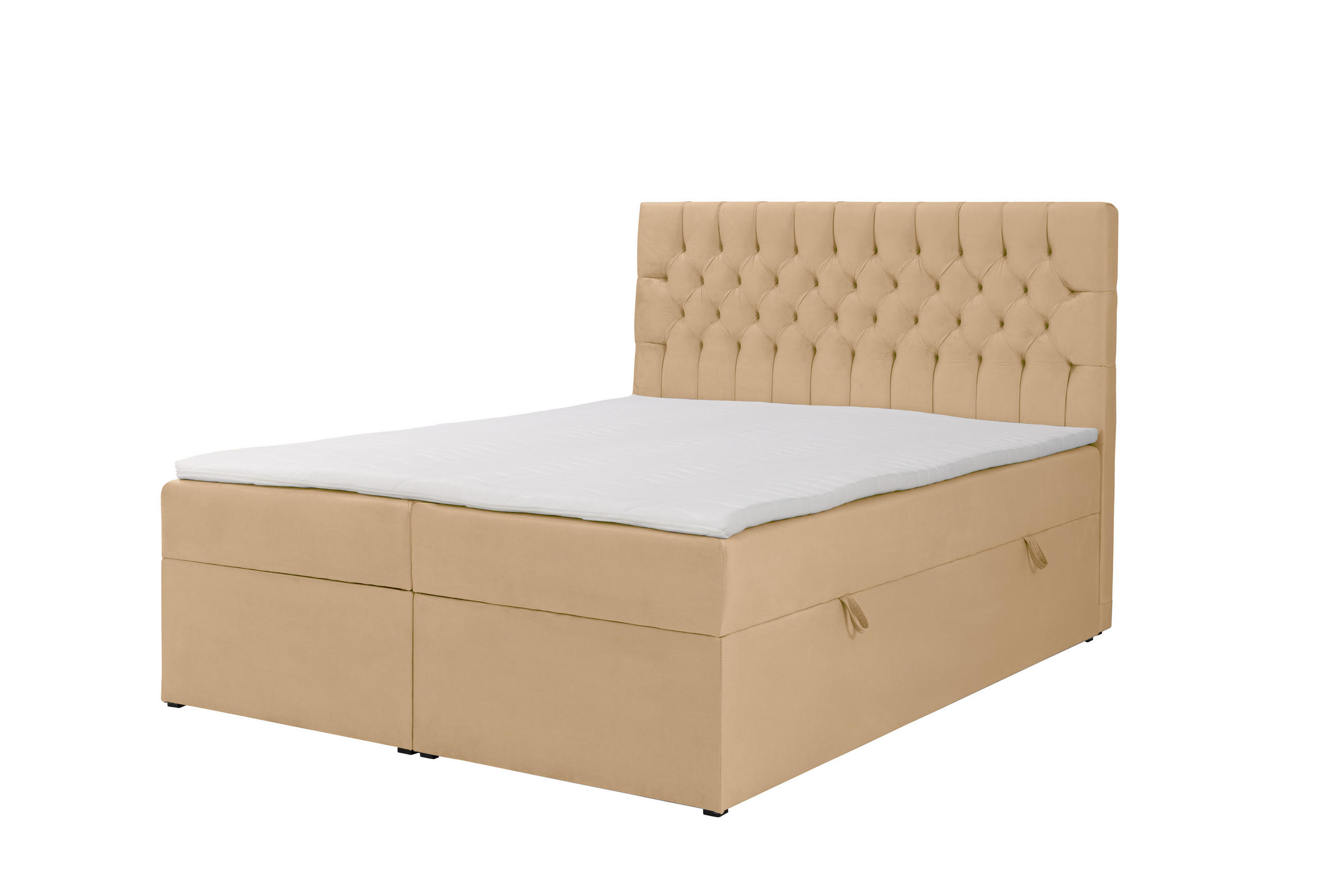 BOXSPRINGBETT LAVIDO mit Topper und Bettkasten, Beige, 200x200 cm - Beige, Textil (200/200cm) - KS Home Concept