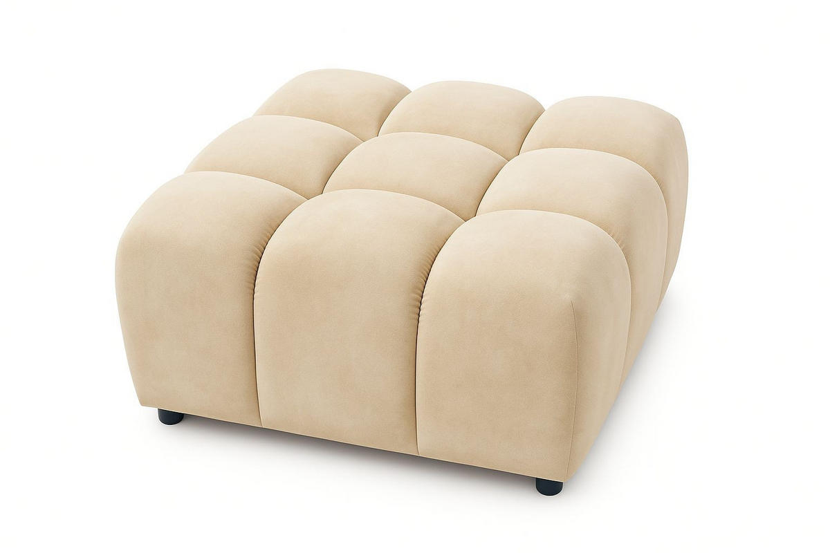 HOCKER, Modulhocker Bolla, stoff Bluvel, Creme - Creme, Holz (96/42/96cm) - Kaiser Möbel