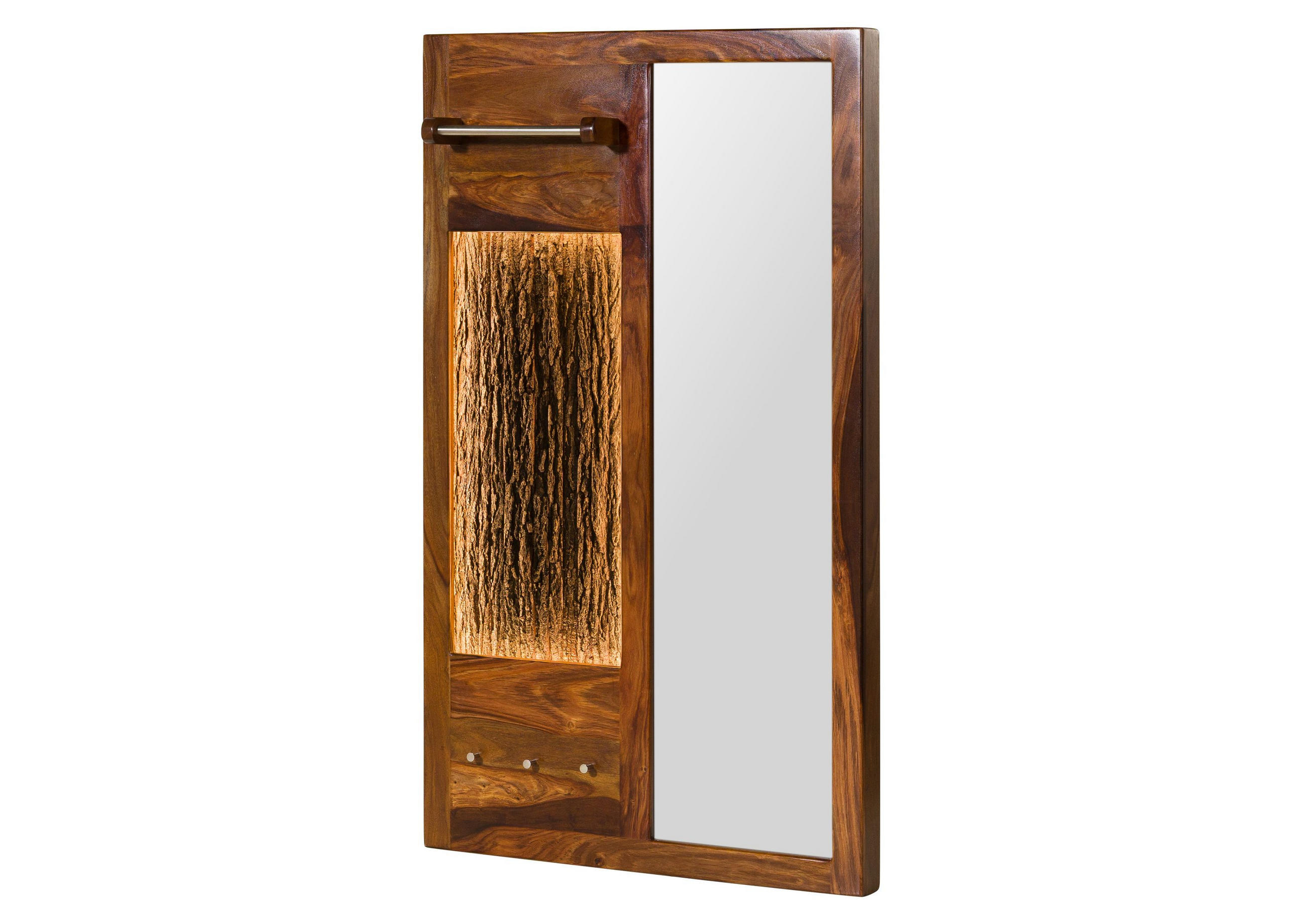 WANDGARDEROBE Sheesham 88x18x148 walnuss gewachst TORONTO LUX #278 - Dunkelbraun, Holz (88/148/18cm) - Massivmoebel24