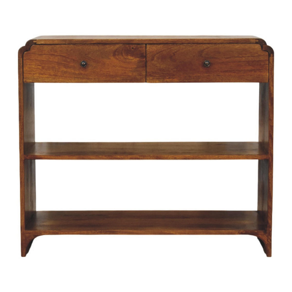 KONSOLENTISCH mit Kastanien-Finish, 2 Schubladen, 2 offene Ablagen, braun. - Braun, Holz (35/90/78cm) - Artisan Furniture