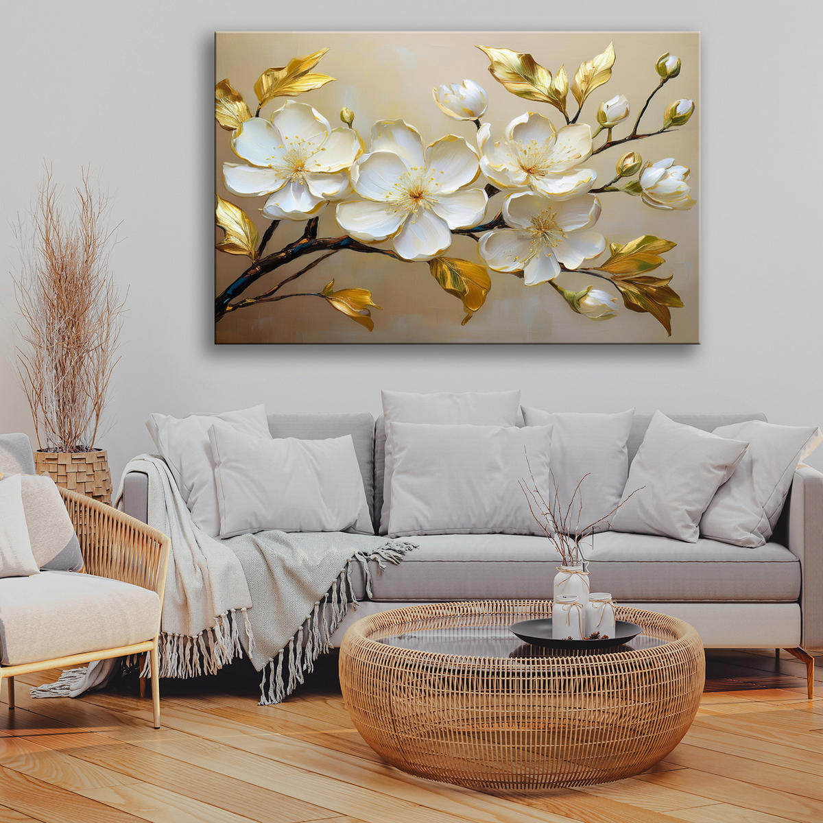 WANDBILD magnolie weiße blume natur - Weiß, Textil (60/40cm) - Feeby