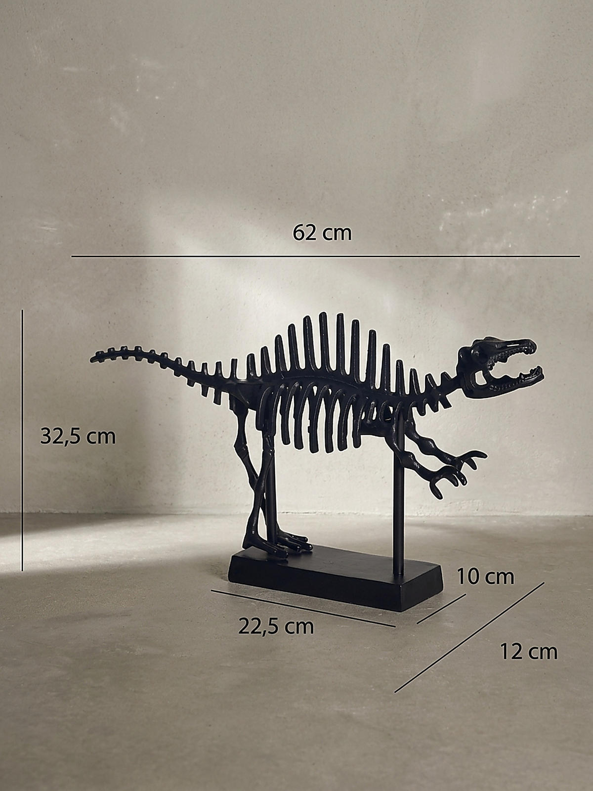 DEKOFIGUR T-Rex Aluminium Schwarz 62 cm mit Sockel - Schwarz, Metall (62/33/12cm) - KADIMA DESIGN