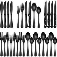 BESTECKSET 36-teilig Schwarz Edelstahl - Schwarz, Metall