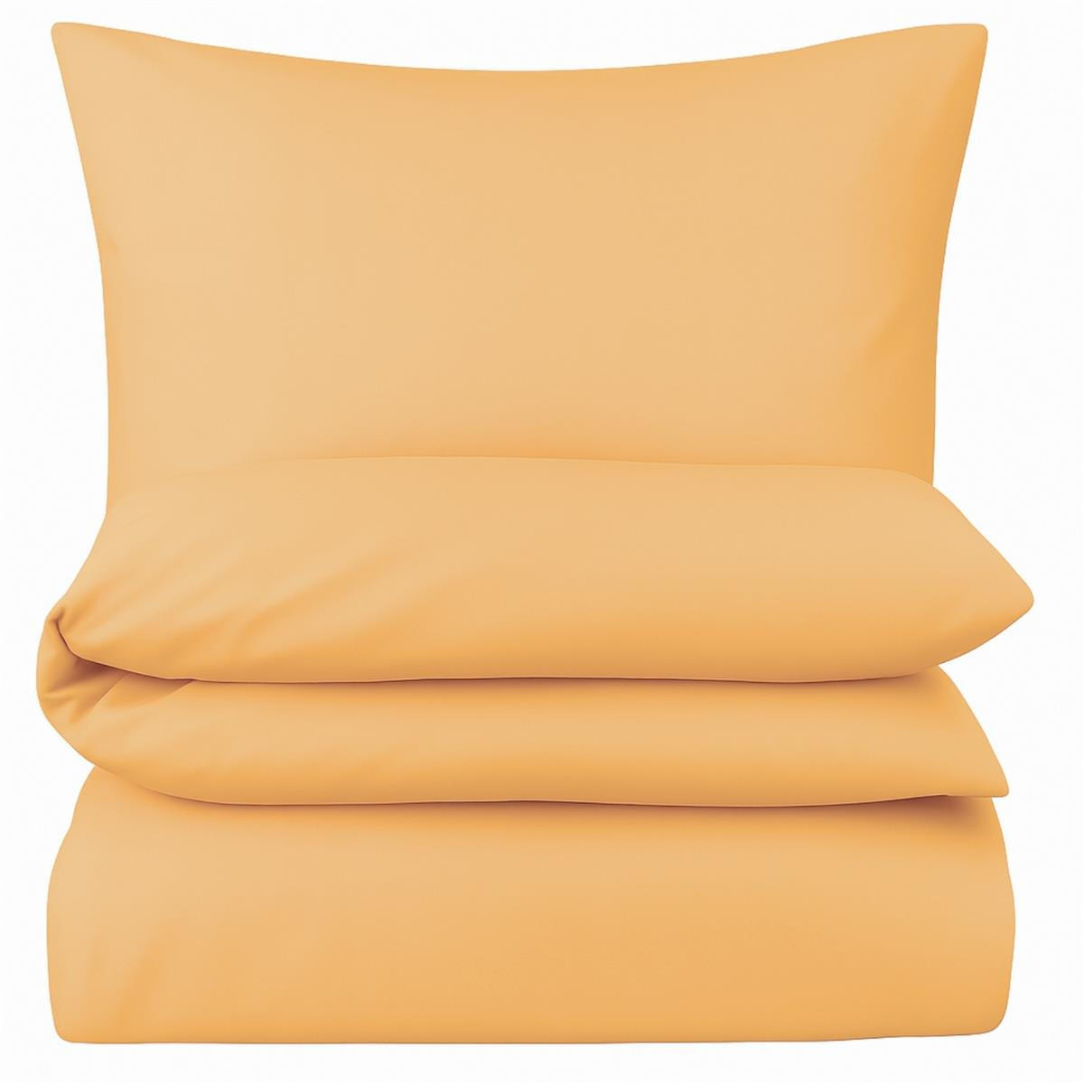 MAKO-SATIN-BETTWÄSCHE 155x220 cm aus 100% Baumwolle mit Reißverschluss, Uni Bettbezug 155 x 220 - Gelb - Gelb, Textil (155/220cm) - Carpe Sonno