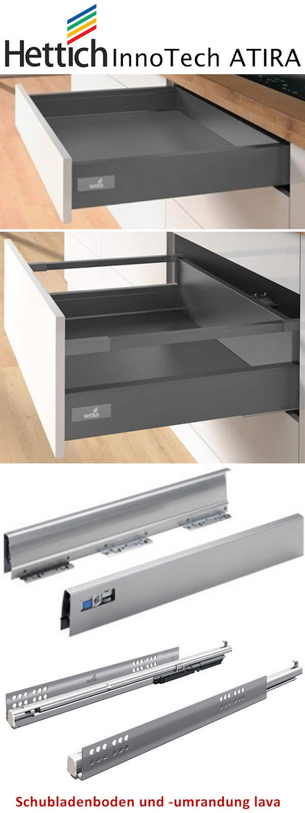 WINKELKÜCHE Elbing weiß matt / grau matt 9-teilig mit Vollauszug (HETTICH InnoTech Atira) - Weiß/Grau, Holzwerkstoff/Metall (284/228/183cm) - Feldmann-Wohnen
