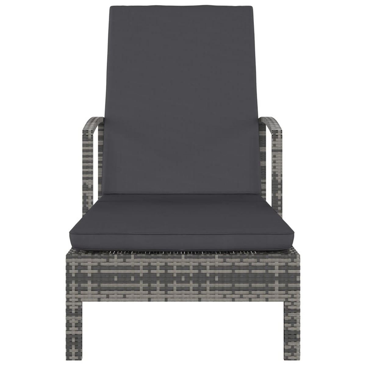 SONNENLIEGE mit Armlehnen Poly Rattan Grau - Grau, Holz (68/95/195cm) - furnicato
