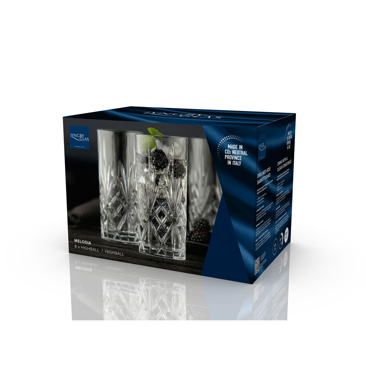 HIGHBALLGLAS Melodia 6er Set, Kristallglas, Klar, 360 ml - Transparent, Glas (0.36L) - Lyngby Glas