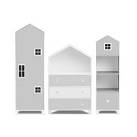 KINDERMÖBEL-SET MIRUM 3er-Set, Weiß/Grau - Weiß/Grau, Holz (57/173/45cm) - KONSIMO®
