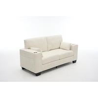 2-SITZER-SOFA 182 cm Chenille mit Getränkehaltern, DE-42913, Beige - Beige, Holz (182/96/79cm) - ComfortXL