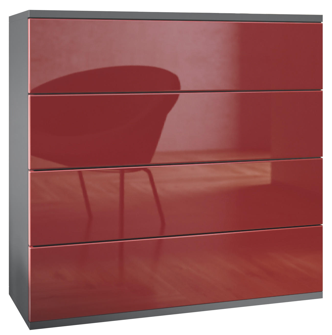 KOMMODE Pavos Bordeaux Hochglanz - Bordeaux, Holzwerkstoff (76/76/35cm) - Vladon