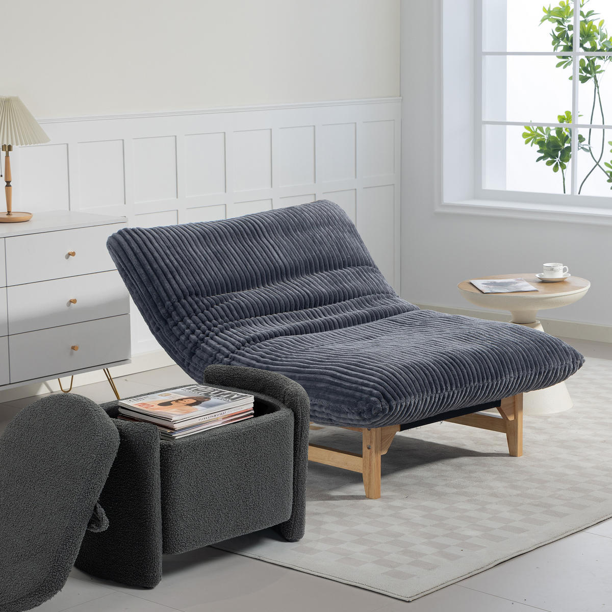 SITZSACK Cord Grau - Grau, Holzwerkstoff/Textil (100/76/120cm) - WISHDOR