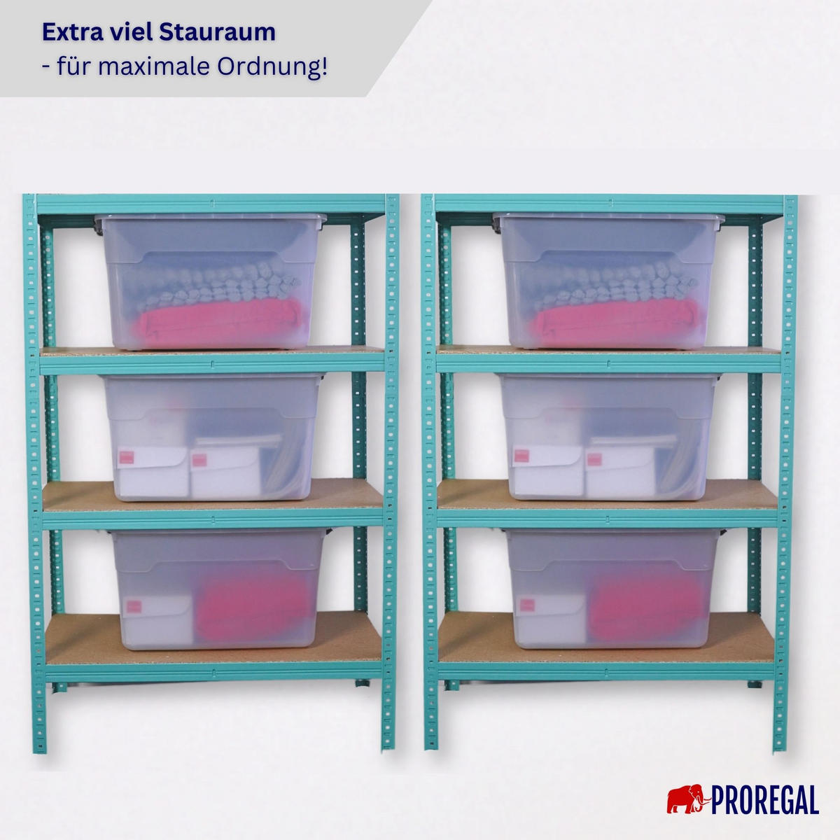 AUFBEWAHRUNGSBOX mit Deckel 60L im 6er Set Extra Groß Rollen transparent stapelbar - Transparent, Kunststoff (58/34/43cm) - PROREGAL
