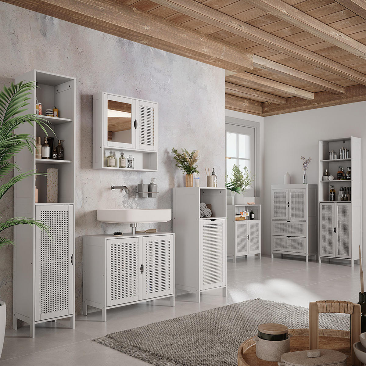 SPIEGELSCHRANK Liora Weiß 56 x 58 cm mit 2 Türen - Weiß, Holzwerkstoff (56/58/13cm) - Vicco