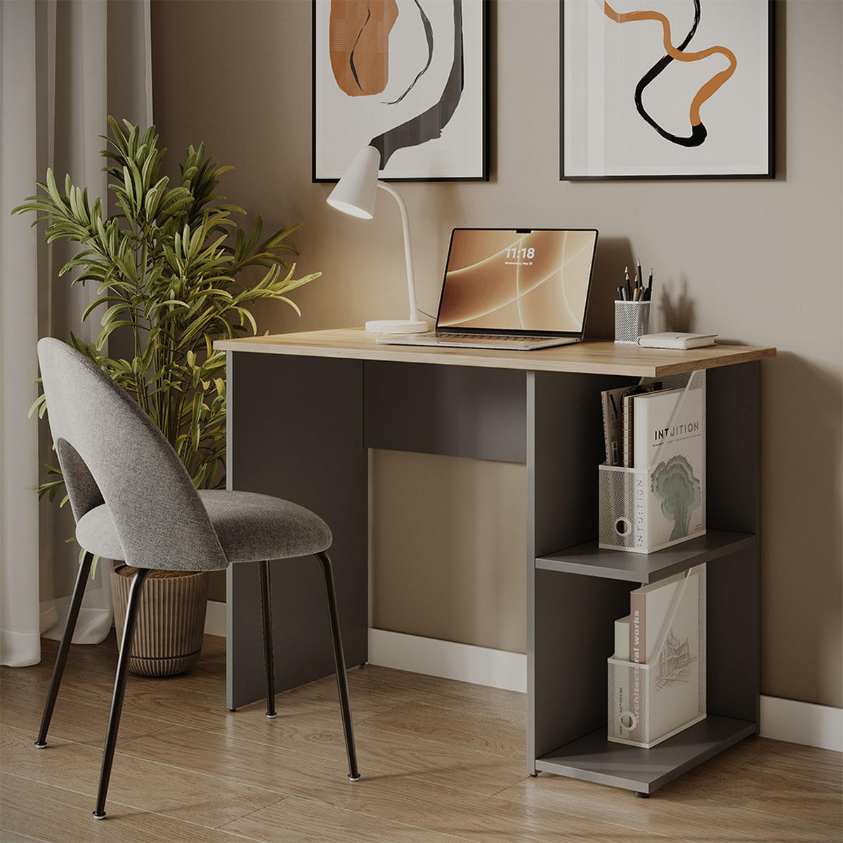 SCHREIBTISCH Simple Anthrazit 100 x 50 cm - Anthrazit, Holzwerkstoff (50/100/76cm) - Vicco