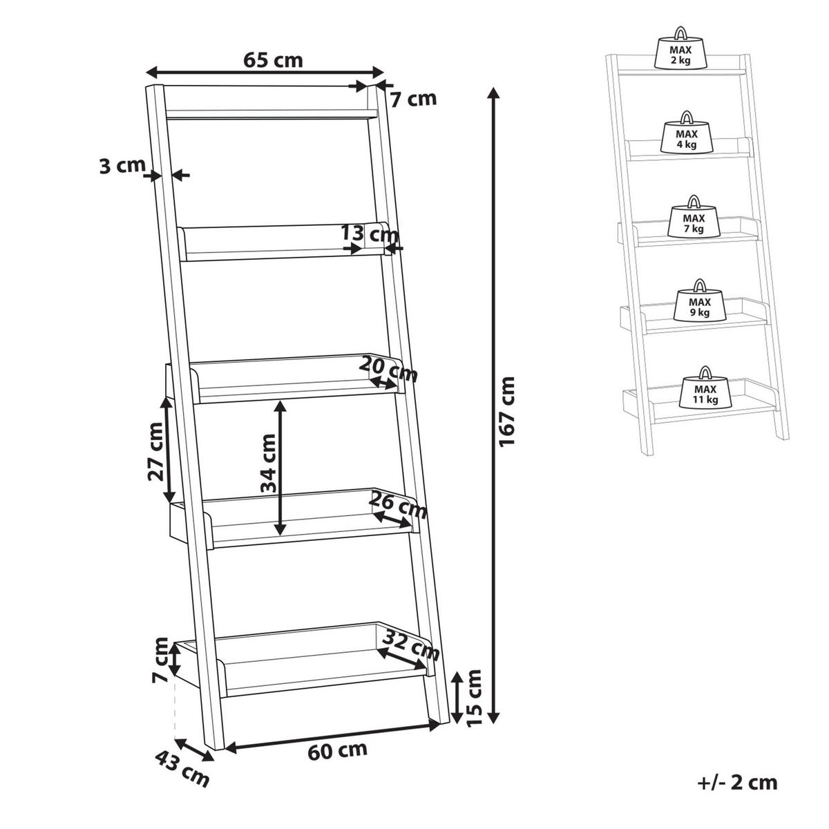 REGAL 5 Fächer Mobile Trio - Hellbraun, Holzwerkstoff (65/167/43cm) - Beliani
