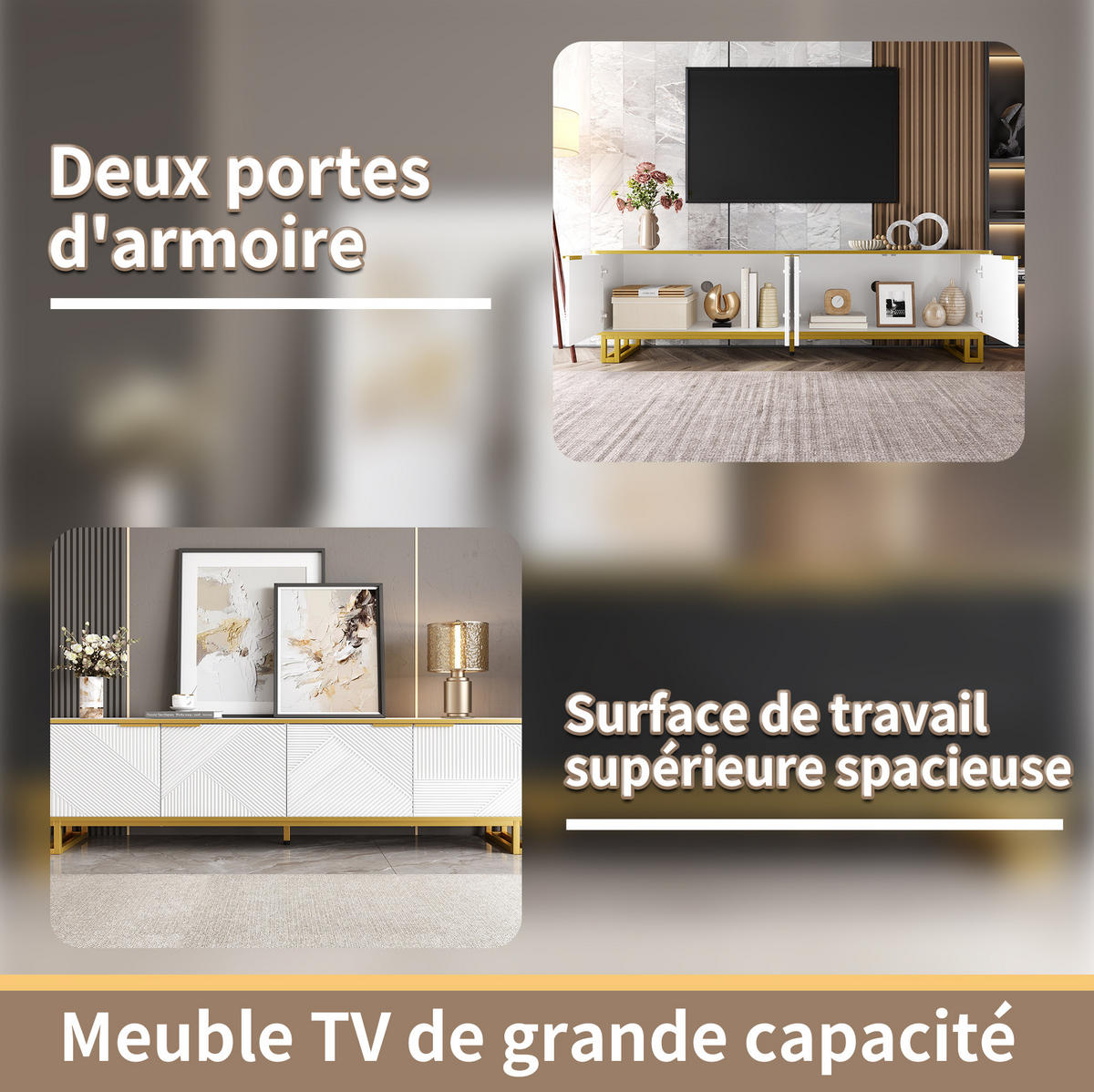 TV-SCHRANK Lowboard 160x37x48 cm 4 Türen - Weiß, Holz (160/48/37.5cm) - Fortuna Lai