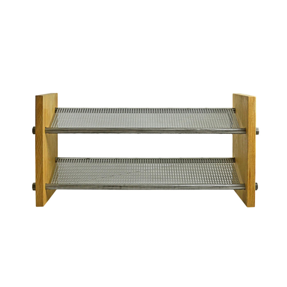 SCHUHREGAL aus Massivholz mit 2 Metallregalen OREST I - Eichefarben, Holz (100/50/35cm) - Rawood Furniture