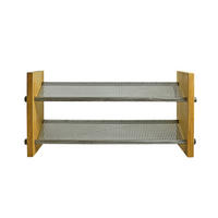 SCHUHREGAL aus Massivholz mit 2 Metallregalen OREST I - Eichefarben, Holz (100/50/35cm) - Rawood Furniture