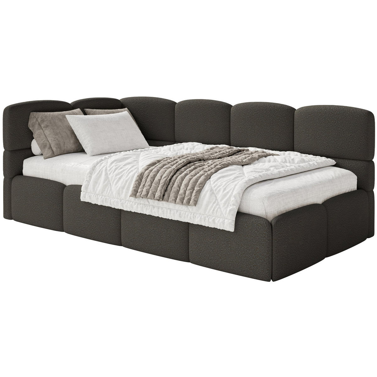JUGENDBETT Cloudy Braun 120 cm, Bouclé - Schwarz/Braun, Kunststoff/Textil (120/200cm) - Selsey