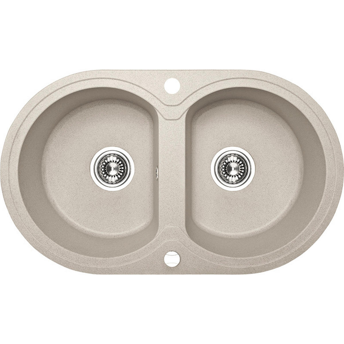 EINBAUSPÜLE Dafne Beige, Doppelbecken, oval, 47/78/20,4 cm - Beige, Stein (47/20.4/78cm) - bad land