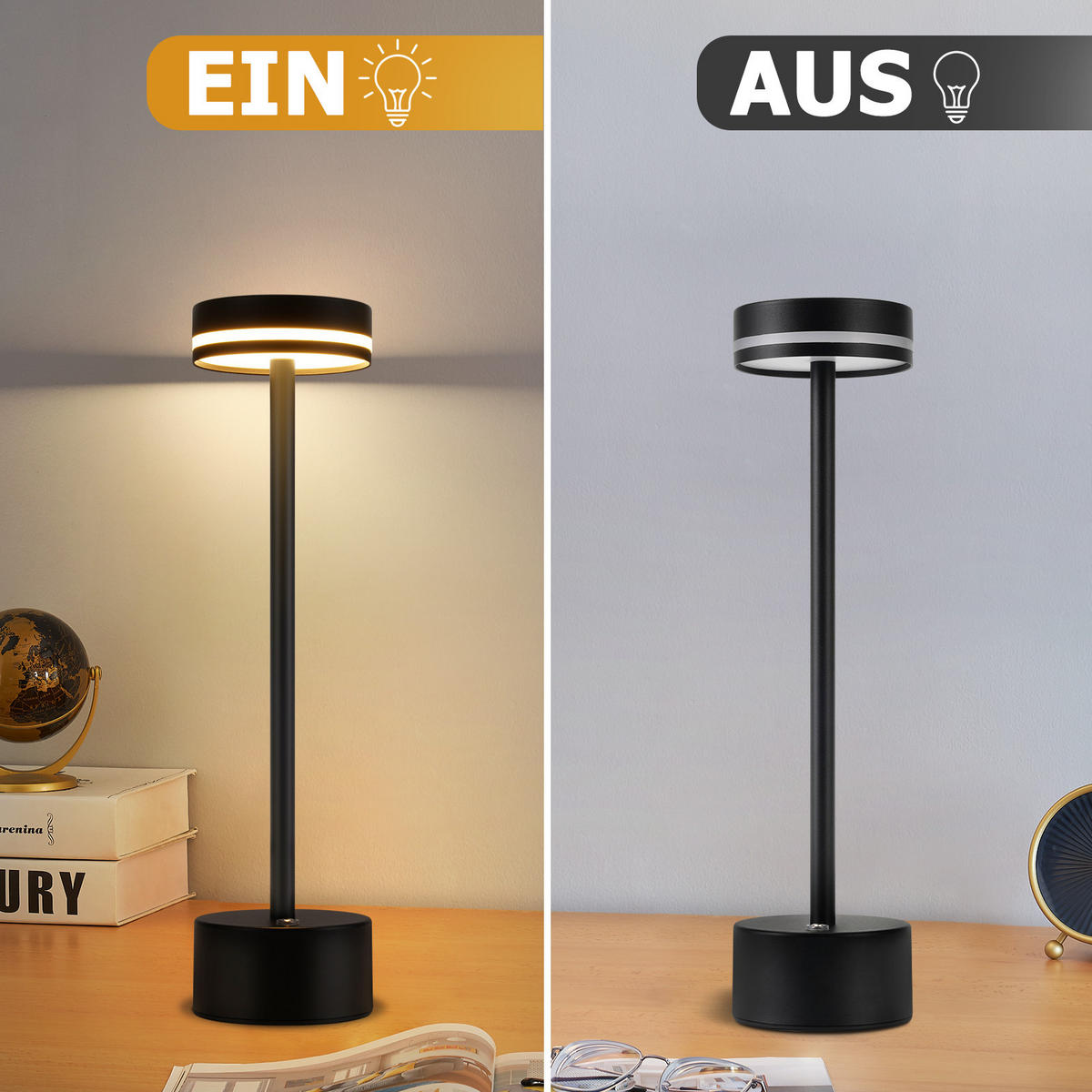 TISCHLEUCHTE Blinkhold 8/31.5/8 cm（2er-set） - Schwarz, Metall (8/8/31.5cm) - ZMH