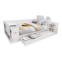 KINDERBETT 140/200 cm aus MDF mit Schublade, Schränken, Nachttisch und Lattenrost, Weiß - Weiß, Holzwerkstoff (140/200cm) - Redom
