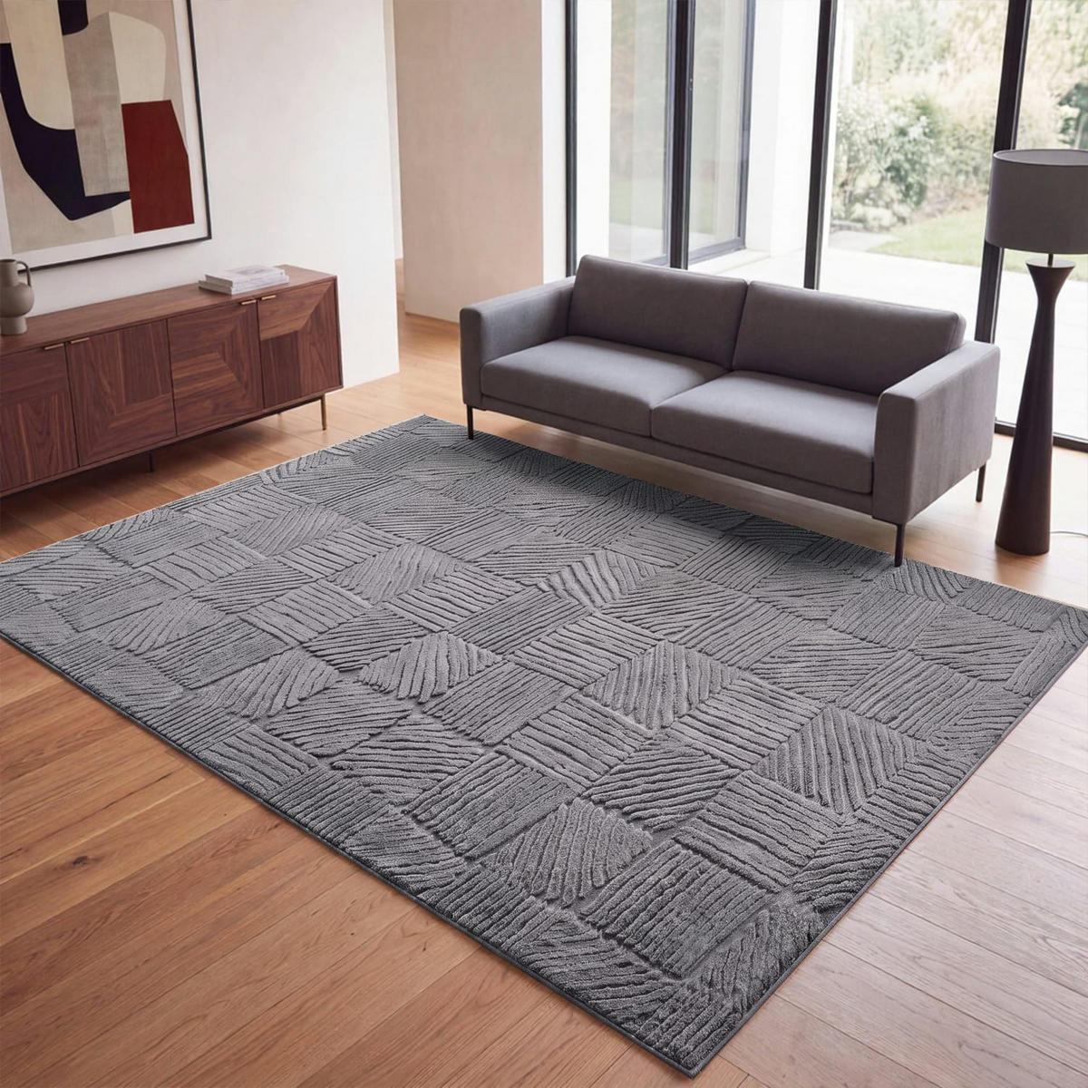 KURZFLORTEPPICH 120/160 cm Lelystad 529 - Anthrazit, Kunststoff (120/160cm) - Paco Home
