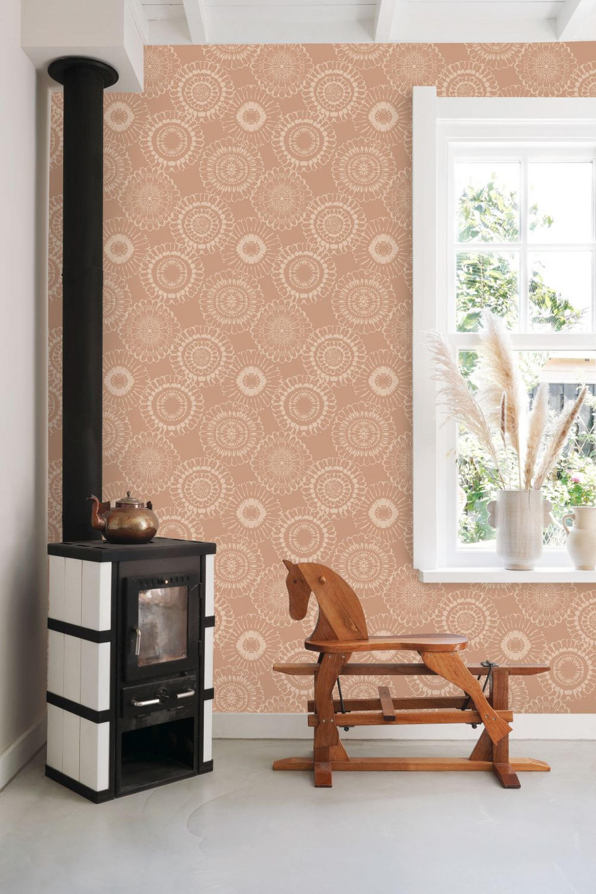 TAPETE Blumen 50 x 900 cm - Terracotta, Papier (50/900cm) - ESTAhome