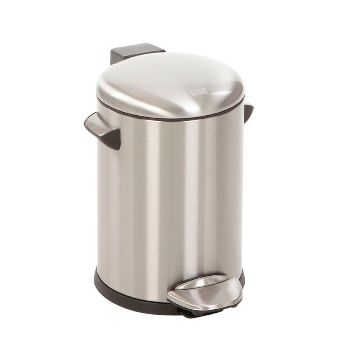 MÜLLEIMER Retro Mit Markanten Griffen und Kugelkappe 3 Liter 26,2 x 16,7 cm Kunststoff Inneneimer Silber - Silberfarben, Metall (20.1/26.2/23.5cm) - PROREGAL