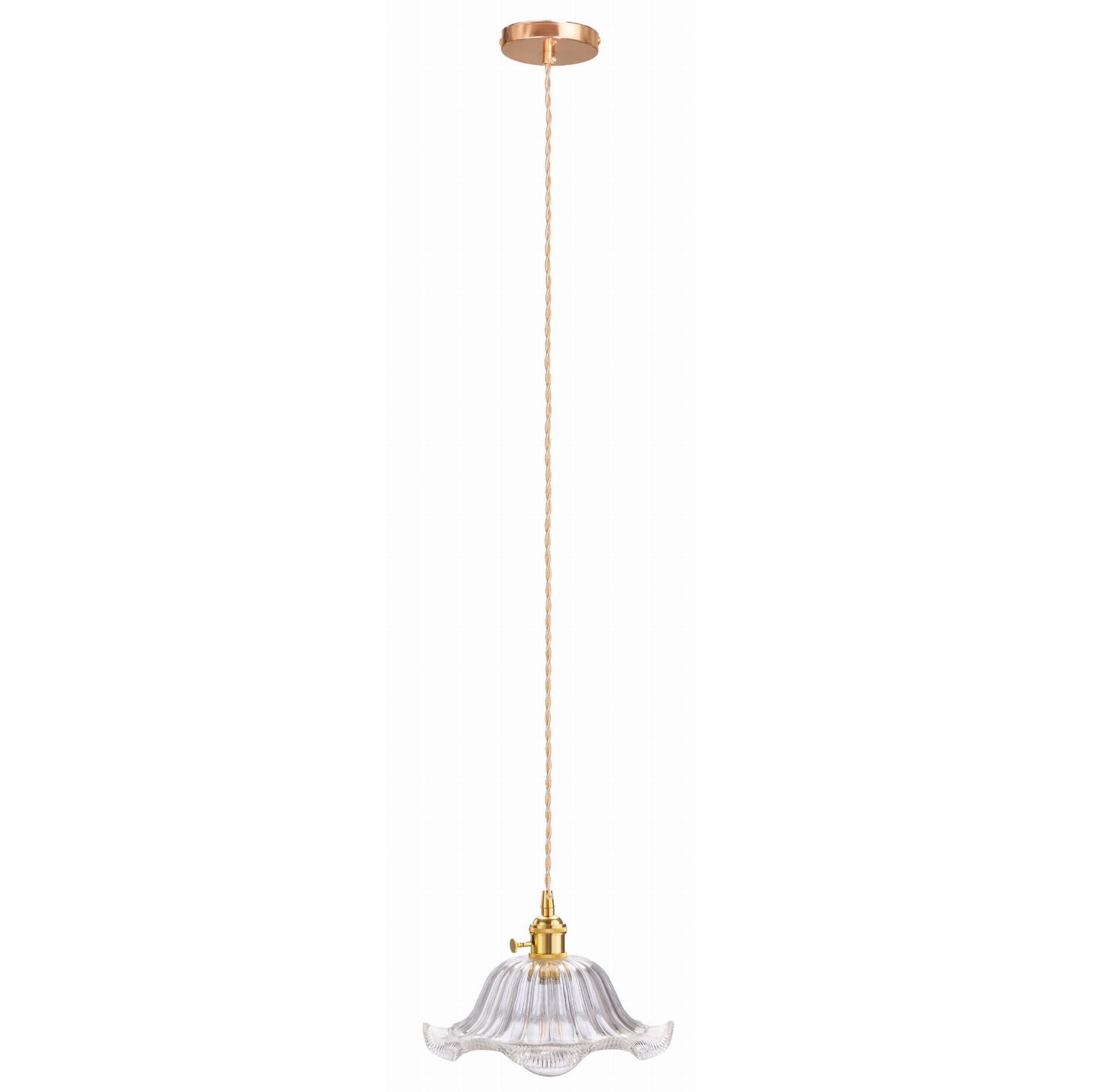 PENDELLEUCHE Rome - Transparent/Goldfarben, Glas/Metall (26/26/100cm)