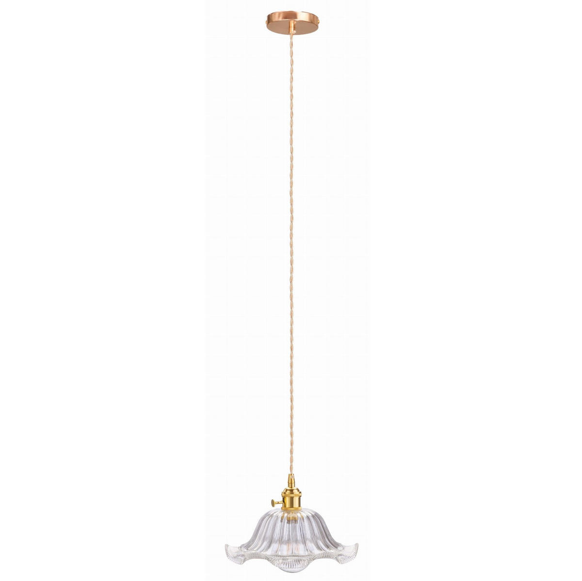 PENDELLEUCHE Rome - Transparent/Goldfarben, Glas/Metall (26/26/100cm)