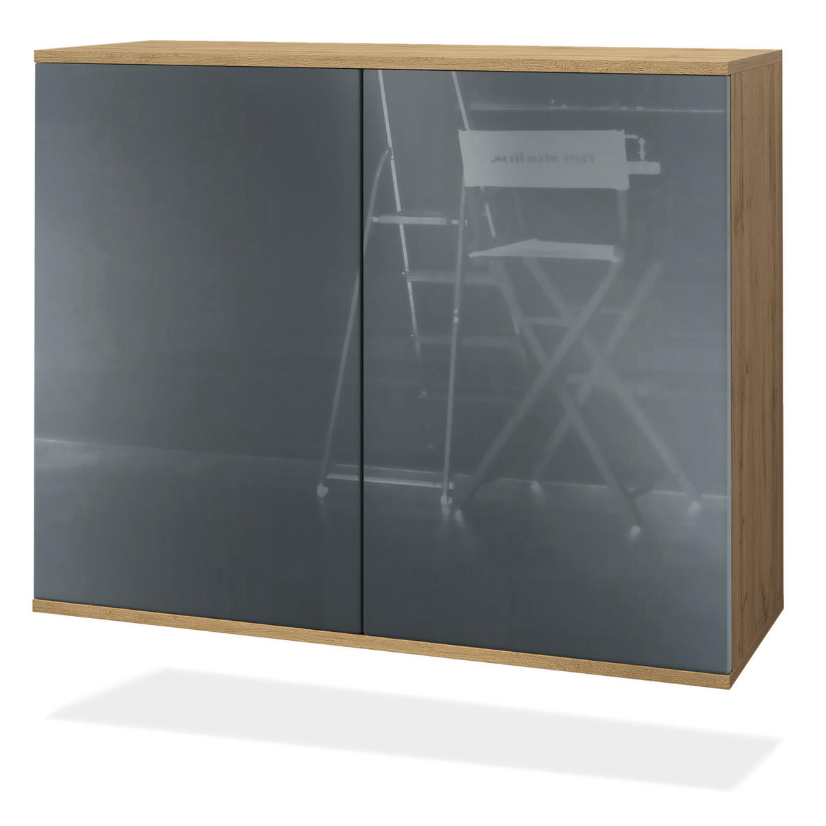 KOMMODE Skadu Grau Hochglanz - Grau, Holzwerkstoff (92.5/73.5/35cm) - Vladon