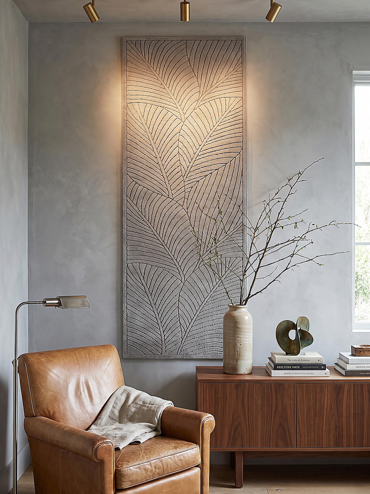 LÄUFER Outdoor, Fußbodenheizung-geeignet, mit Blattmotiv, ENGADIN in Silbergrau, 80 x 150 cm - Grau, Textil (80/150cm) - KADIMA DESIGN