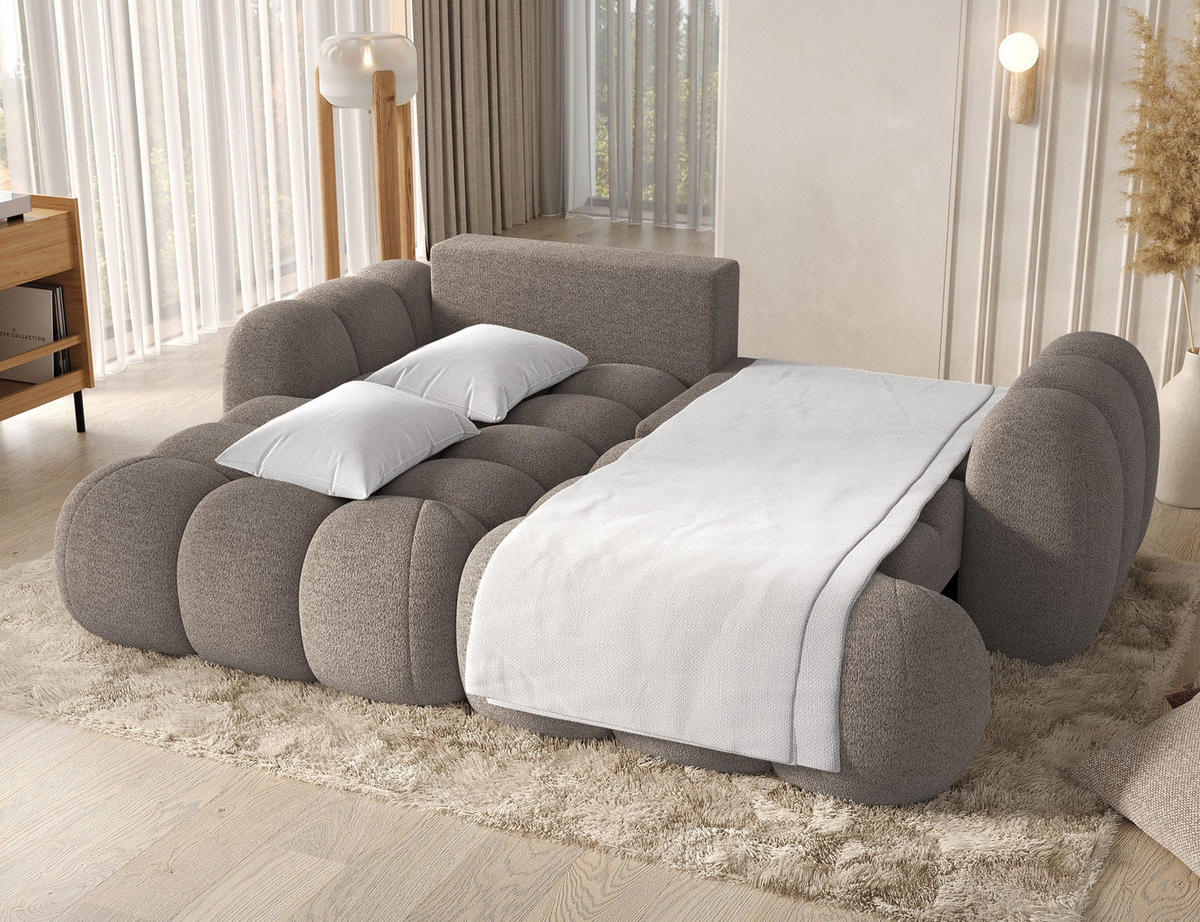 ECKSOFA COVELION L-Form – Schlaffunktion, Bettkasten, Wellenfederung, HR-Kaltschaum, inkl. Kissen, moderner Wohnkomfort - Braun, Kunststoff (260/167cm) - Wohnideebilder