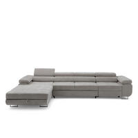 ECKSOFA ALONZO MAXI Links mit Schlaffunktion 125x195 Chenille Grau - Chromfarben/Grau, Holz/Textil (350/203cm) - Muffo