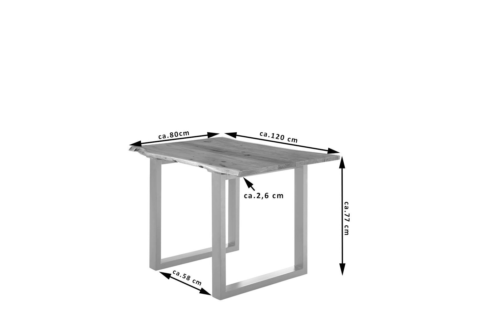 ESSTISCH LUBIN - Silberfarben/Braun, Holz/Metall (80/120/77cm) - SAM