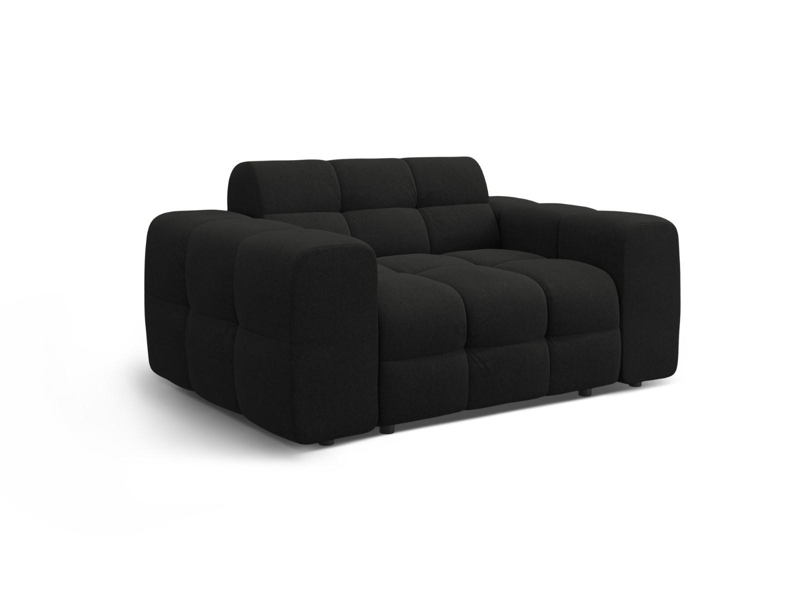 SOFA Kendal aus strukturiertem Stoff schwarz 2 Sitzplätze - Schwarz, Textil (156/79/103cm) - Micadoni