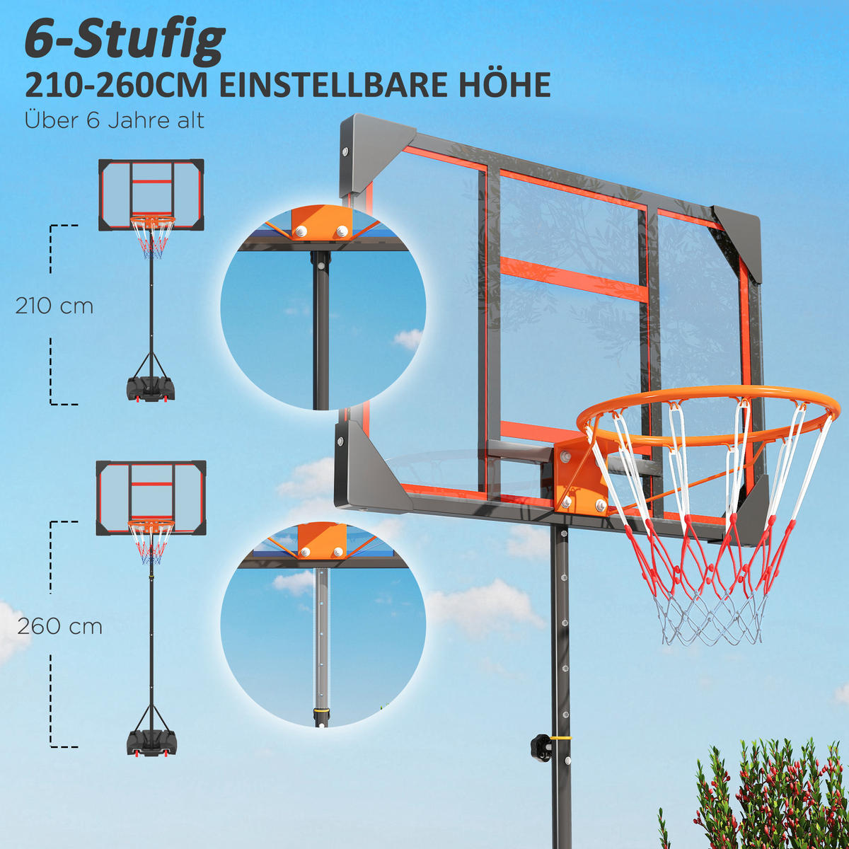 KINDER BASKETBALLKORB, Rot, Kunststoff, Stahl - Rot, Kunststoff (2/83cm) - AIYAPLAY