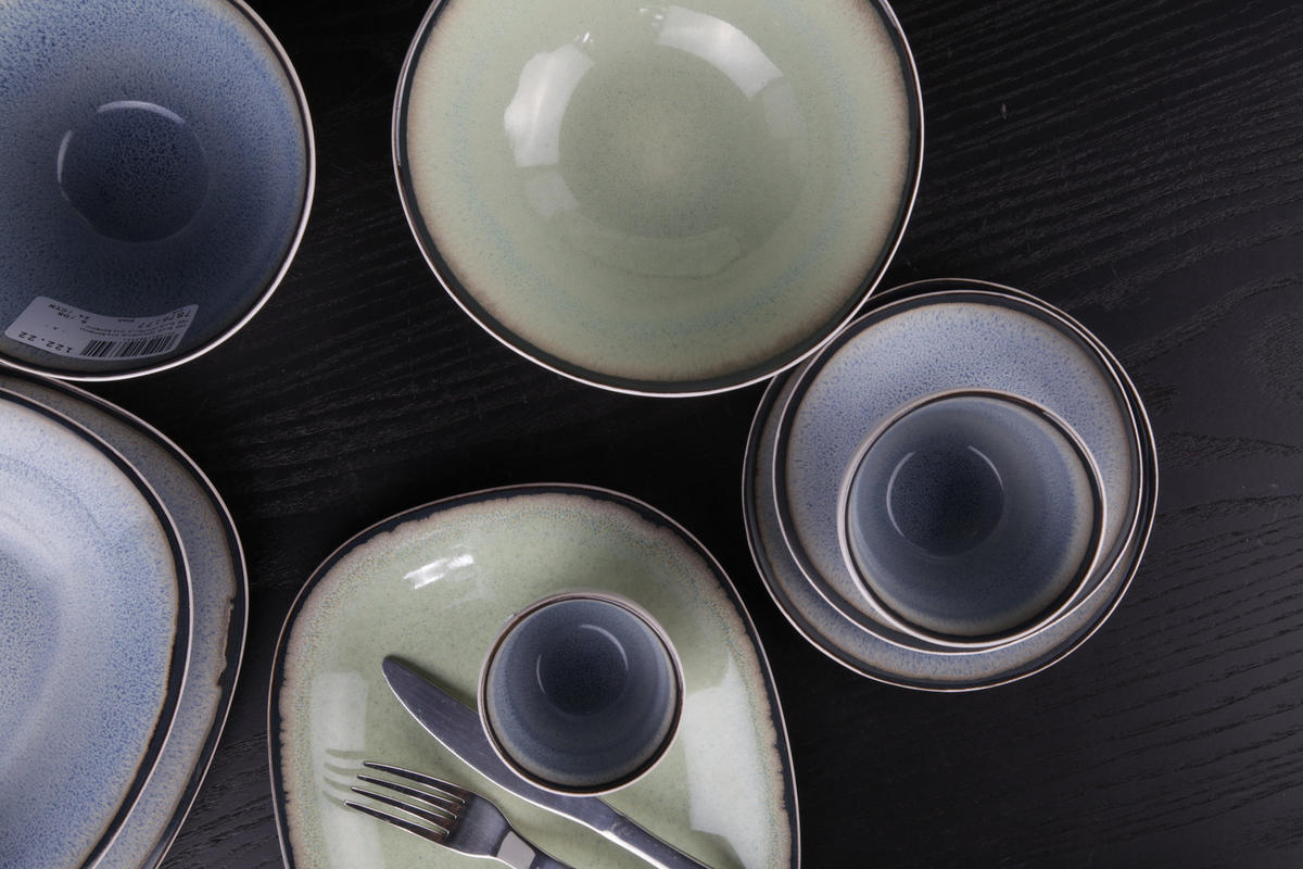 GESCHIRRSET Fez Grün - 12-teilig - Grün, Keramik (2/2/1cm) - Cosy & Trendy