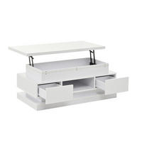 COUCHTISCH weiß aus Spanplatte mit Hochglanzoberfläche und App-gesteuerter LED 100 × 50 × 40 cm - Weiß, Holzwerkstoff (50/100/40cm) - Luhomfu