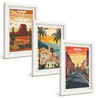 BILDER SET 3er Set - 20x30 cm Weißer Rahmen - Landschaften natürlicher Städte - Weiß, Kunststoff (20/30cm) - TULUP