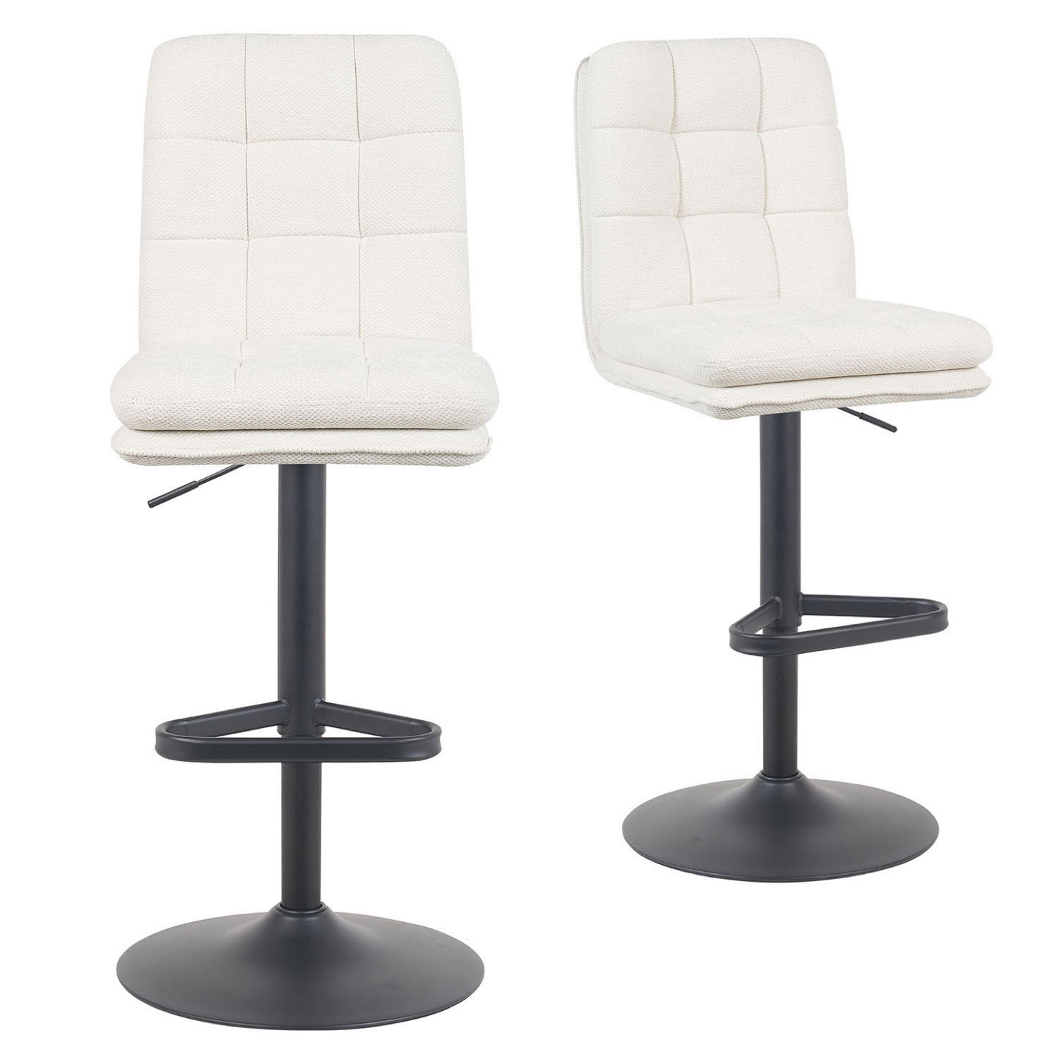 BARHOCKER Enno 2er-Set - Creme/Schwarz, Textil/Metall (45/103/57cm) - DUBI Möbel