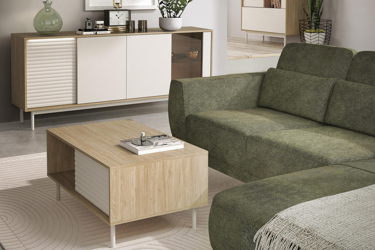 COUCHTISCH TOGY 05 100/60 cm in Kaschmir / Geölter Eiche - Kaschmir/Eichefarben, Holzwerkstoff (60/100/47cm) - Deine Möbel 24