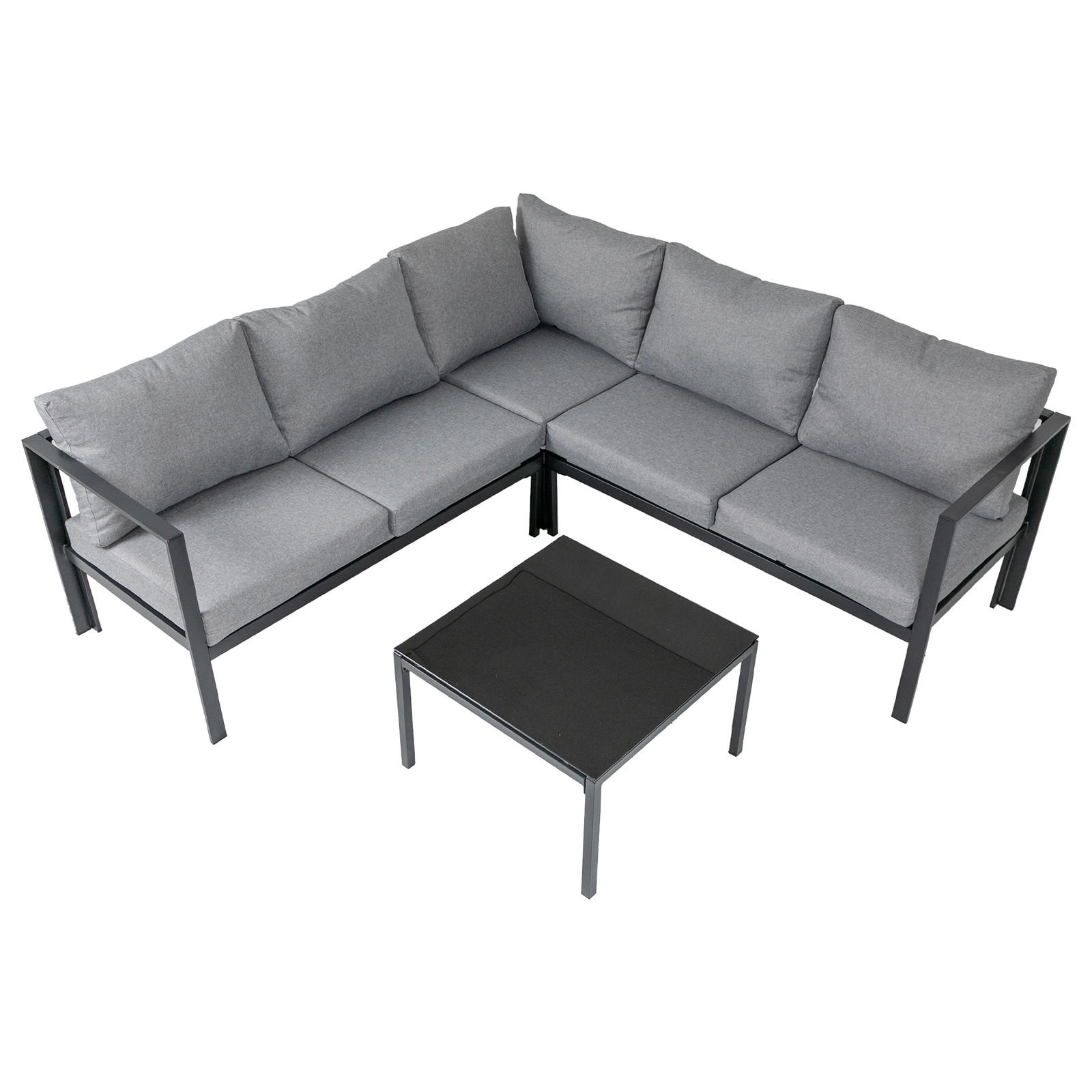 GARTENLOUNGE Missouri Schwarz / Grau - Schwarz/Grau, Metall - SVITA