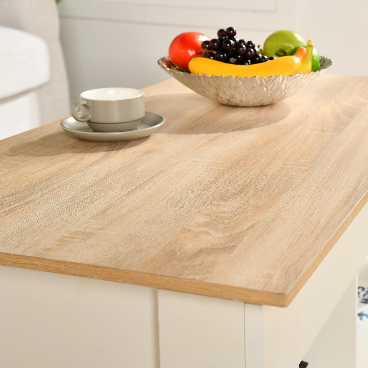 COUCHTISCH mit Lift-Top, Stauraum und Ablagefach, Weiß/Eiche - Weiß, Holz (96/50/47cm) - Urban Meuble