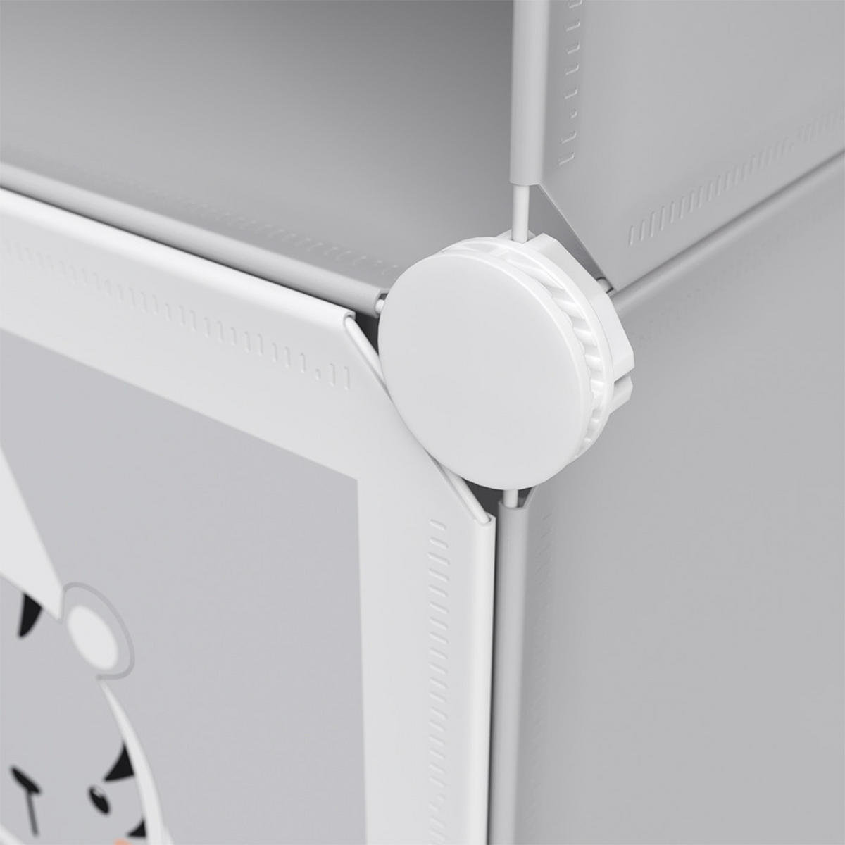 KINDERREGAL Andy Grau 74.5 x 110 cm 6 Fächer (Panda) - Grau, Textil (74.5/110/36.5cm) - Vicco