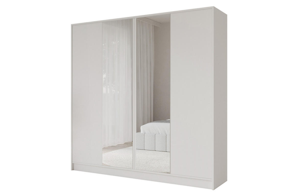 KLEIDERSCHRANK - LUSSO - 200 - Weiß - Goldfarben/Weiß, Holzwerkstoff (200/200/51cm) - ALTDECOR