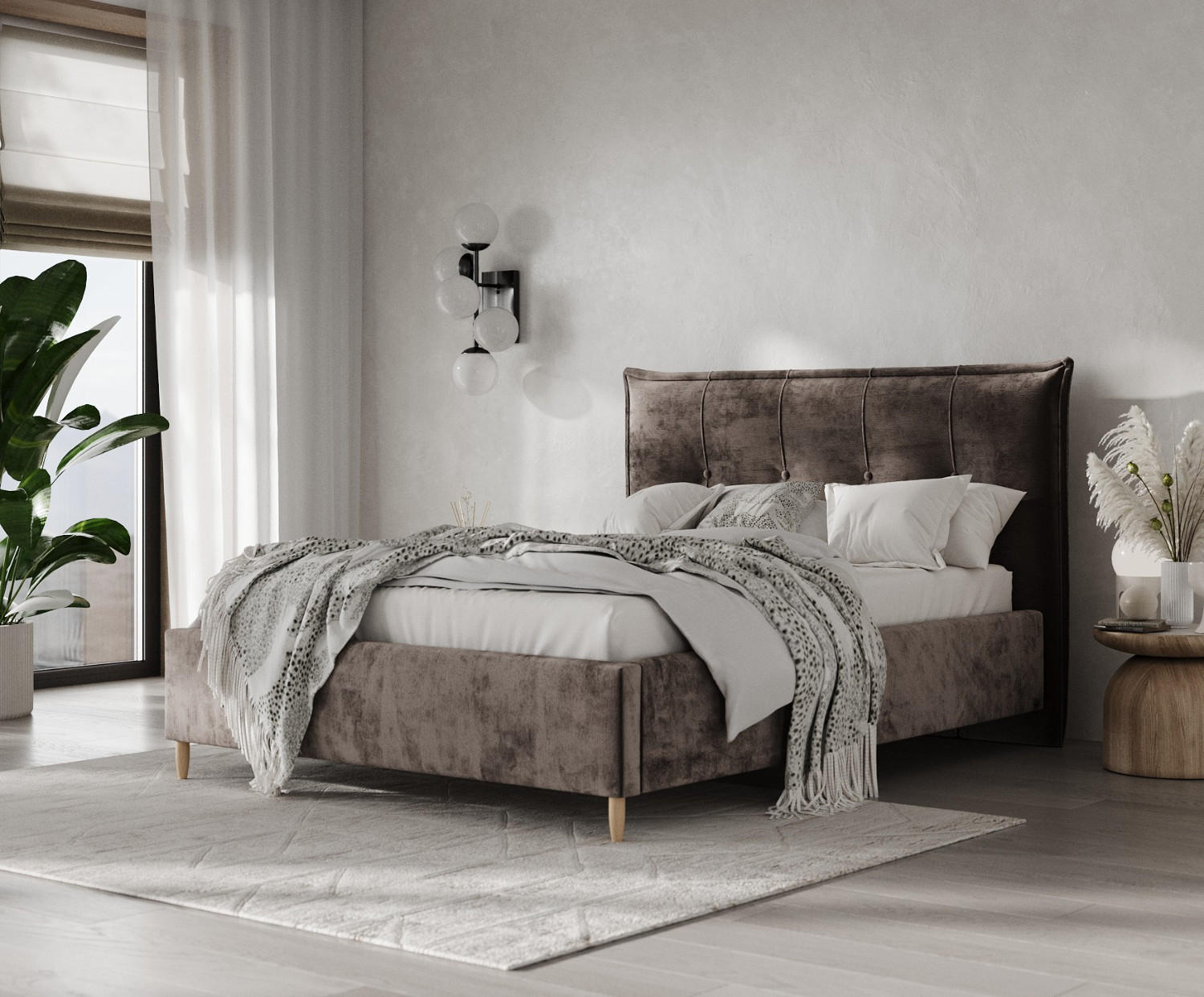 Thumbnail - AltaBeds Polsterbett, Braun, Textil, Buche, Kiefer, 120x200 cm, Oeko-Tex® Standard 100, Handmade in Europe, Schlafzimmer...