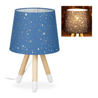 TISCHLAMPE Kinderzimmer - Dunkelblau, Holz/Textil (25.5/25.5/40cm) - Relaxdays